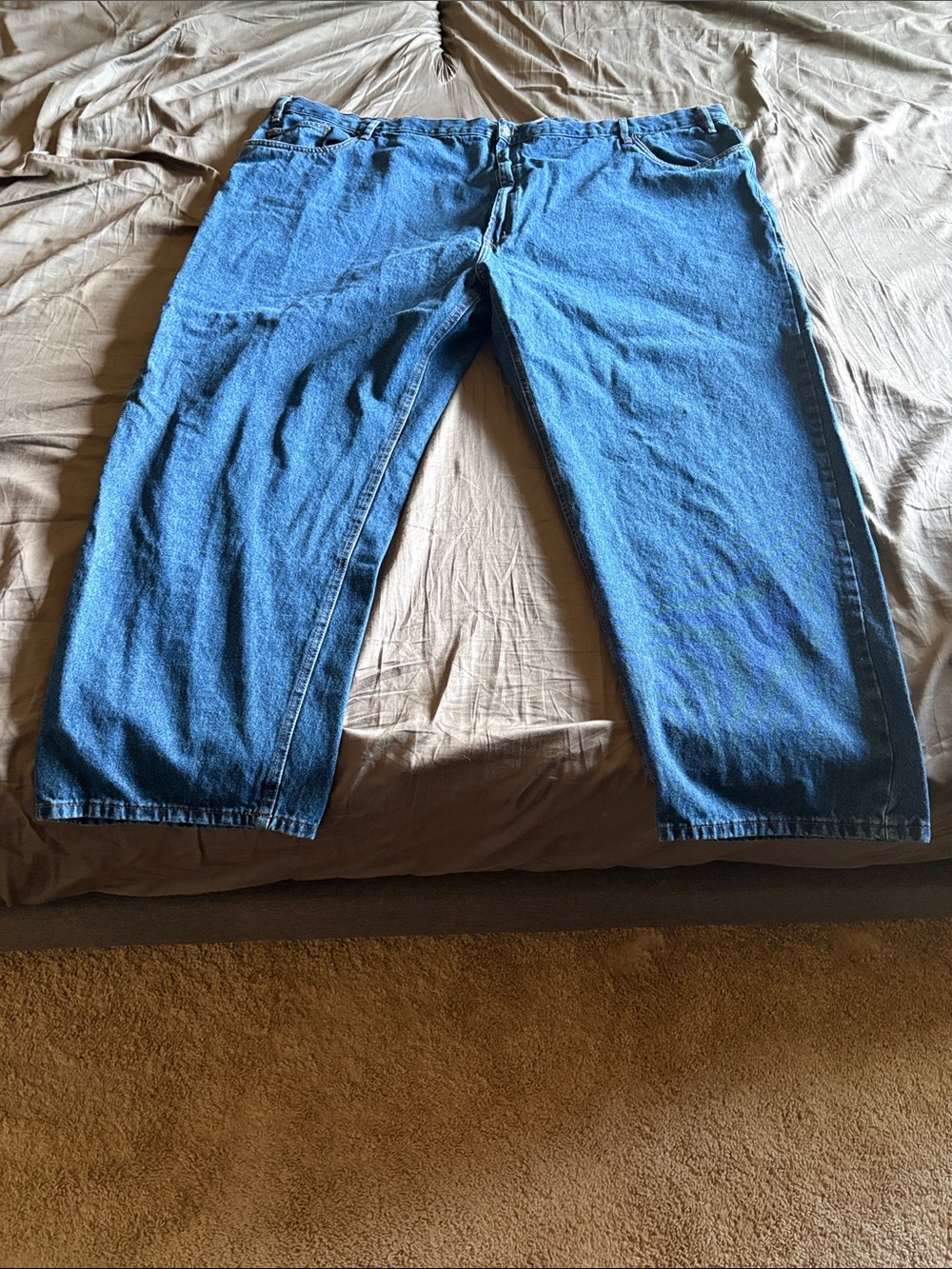 Men's Blue Denim Jeans - Classic Straight Fit 56x30